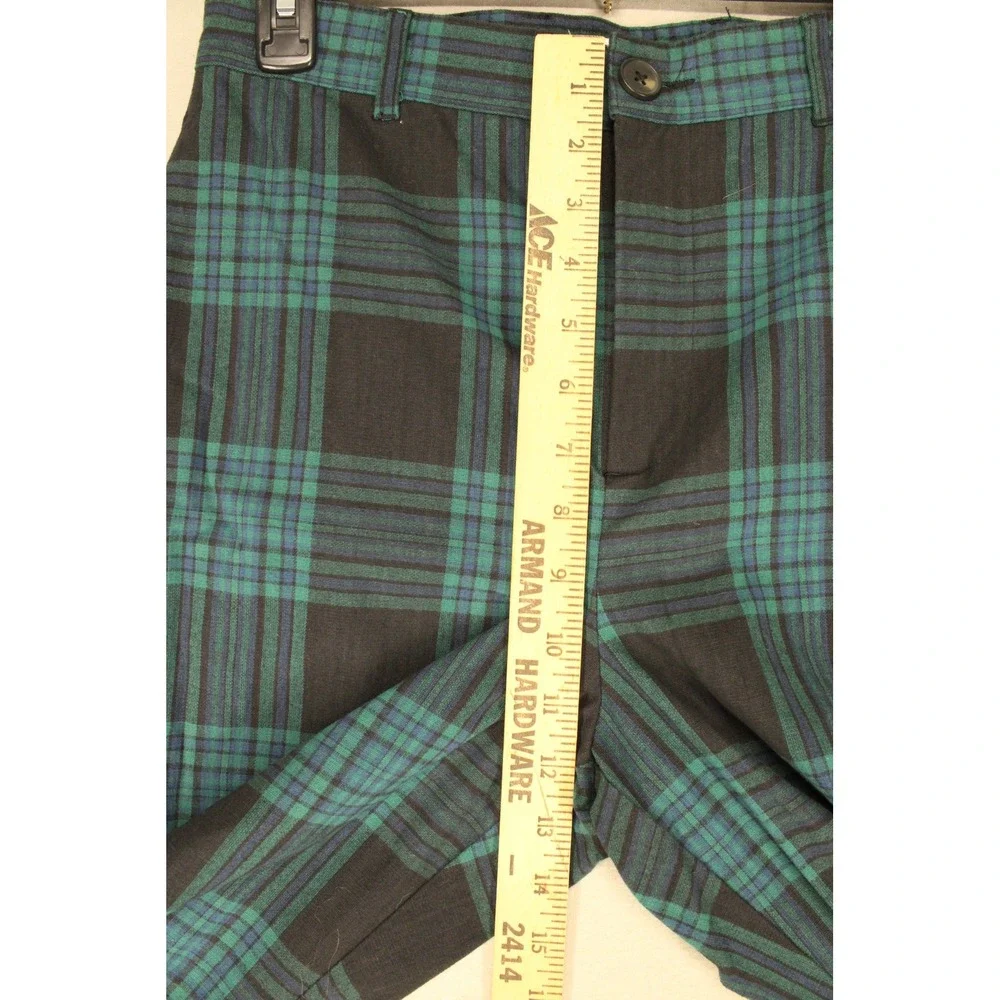Free Assembly Women Green Black Plaid Double Breasted Blazer and Pants Suit Set